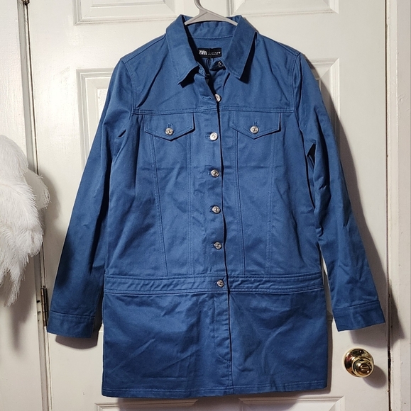 Zara Denim Shirt Dress New Size Large - Picture 1 of 4
